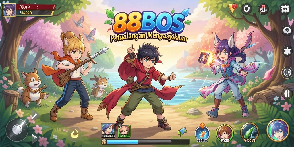 Tampilan berwarna-warni dalam gameplay Anime 88BOS.