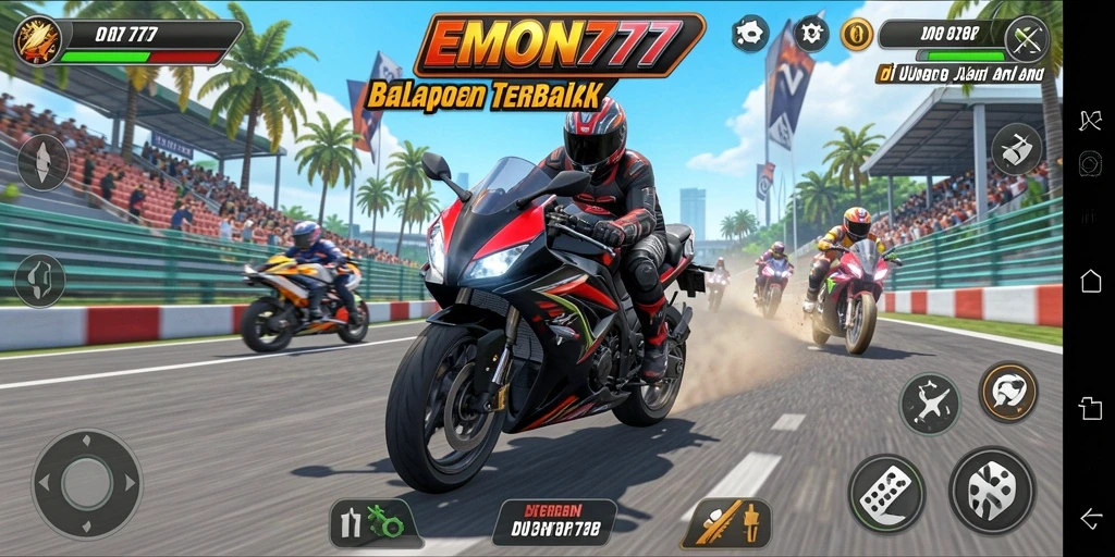 Tampilan gameplay yang seru dari balapan motor di EMON777.