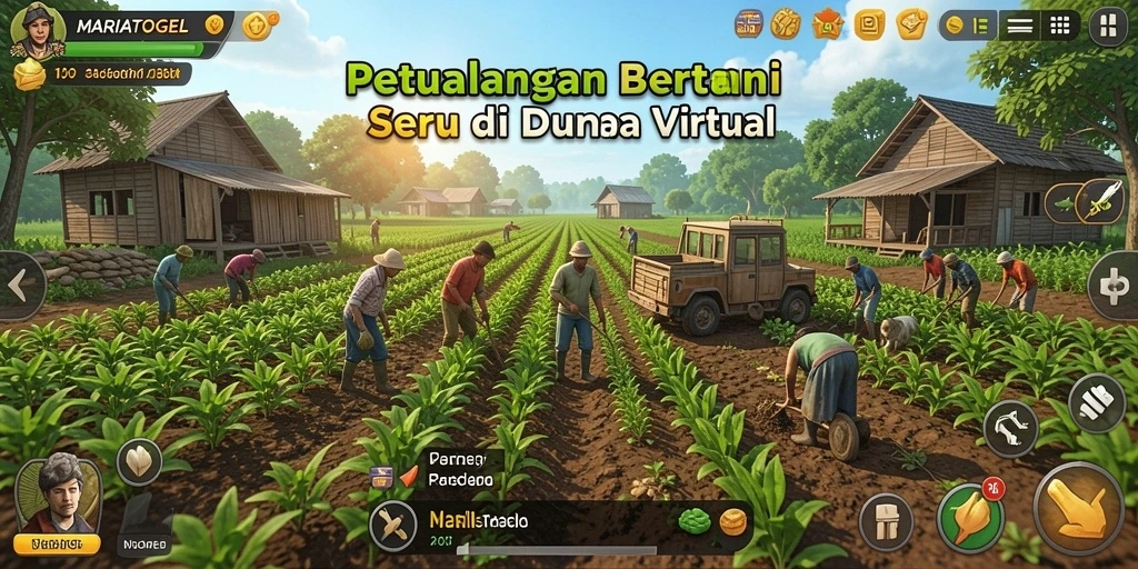 Screenshot gameplay MARIATOGEL dengan aktivitas bertani yang seru.